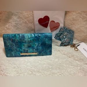 2 PCs NWT BRAHMIN TONIC ADY WALLET and ARCTIC ICE BAG CHARM MAGNOLIA